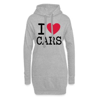 I love cars - Hoodie-Kleid - Grau meliert - Vorne