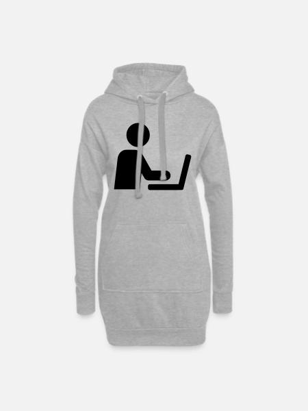 Computer - Hoodie-kjole - grå meleret