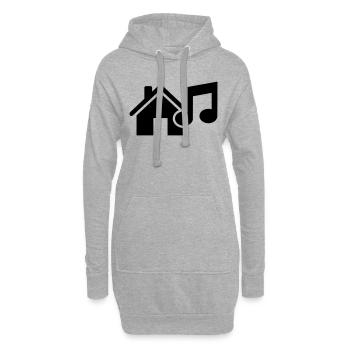 House Music - Sweat-shirt à capuche long Femme - gris chiné - Devant