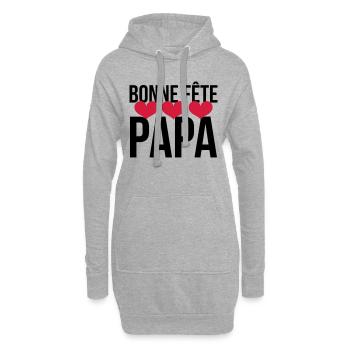 Bonne Fête Papa - Sweat-shirt à capuche long Femme - gris chiné - Devant