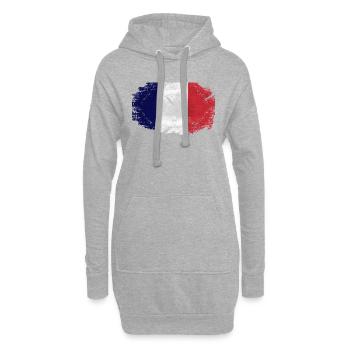 France Flag - Vintage Look - Hoodie-Kleid - Grau meliert - Vorne
