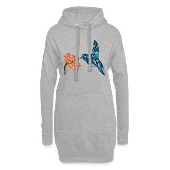 OISEAU AVEC FLEUR - Sweat-shirt à capuche long Femme - gris chiné - Devant