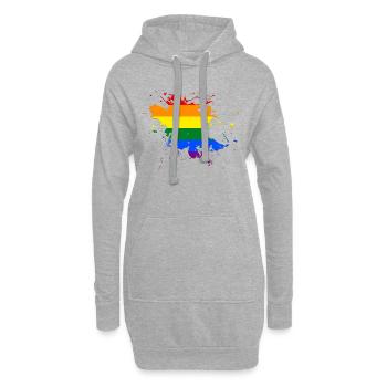 Drapeau arc-en-ciel comme une touche de couleur - Sweat-shirt à capuche long Femme - gris chiné - Devant