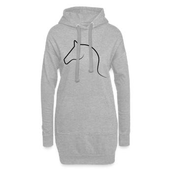 Cheval de dessin au trait - Sweat-shirt à capuche long Femme - gris chiné - Devant