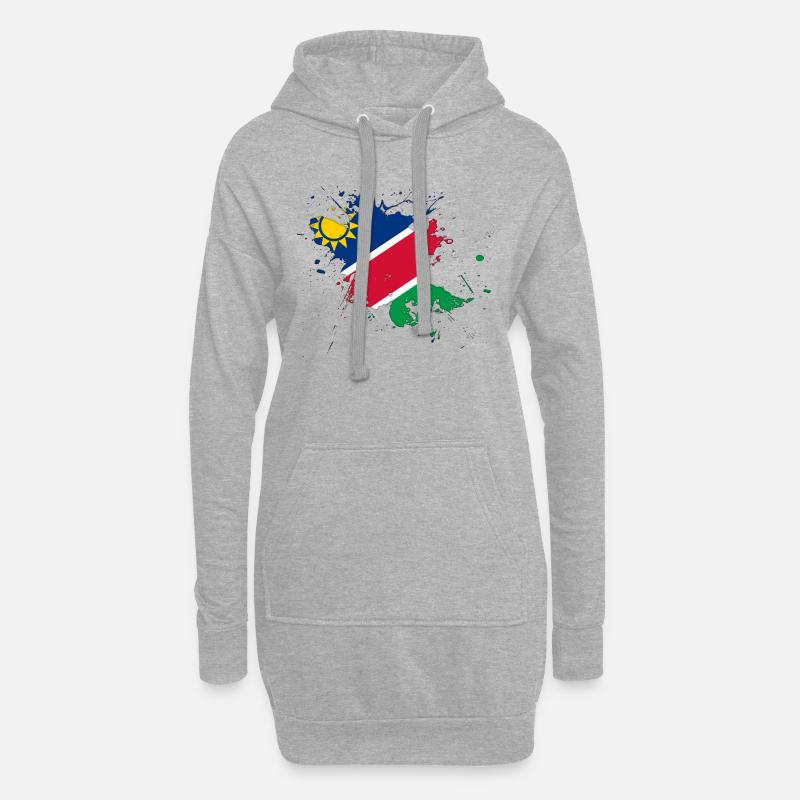 Namibia Flagge als Farbklecks - Hoodie-Kleid - Grau meliert