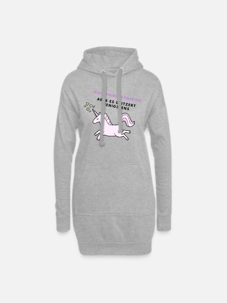 Glitzer Einhorn - Hoodie-Kleid - Grau meliert