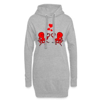 Octopus Love - Hoodie-Kleid - Grau meliert - Vorne