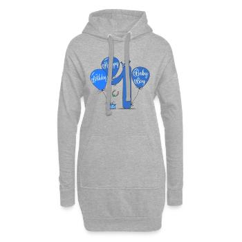 1 Hapy Birthday Luftballon - Hoodie-Kleid - Grau meliert - Vorne