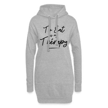 to eat is my théraphy - Sweat-shirt à capuche long Femme - gris chiné - Devant