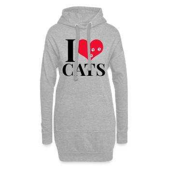 J'aime les chats - Sweat-shirt à capuche long Femme - gris chiné - Devant