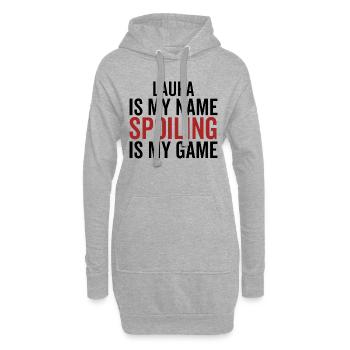 Laura ist mein Name Verderben ist mein Spiel - Hoodie-Kleid - Grau meliert - Vorne