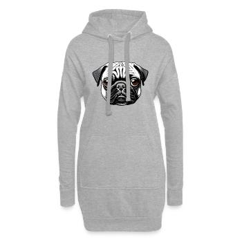 Pug Design Motif d’impression graphique - Sweat-shirt à capuche long Femme - gris chiné - Devant