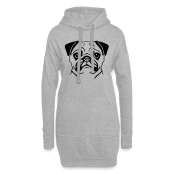 Illustration vectorielle de portrait de carlin - Sweat-shirt à capuche long Femme - gris chiné - Devant