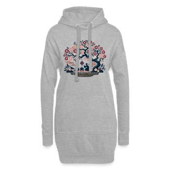 cerisier en fleurs inspiré d'art chinois - Sweat-shirt à capuche long Femme - gris chiné - Devant