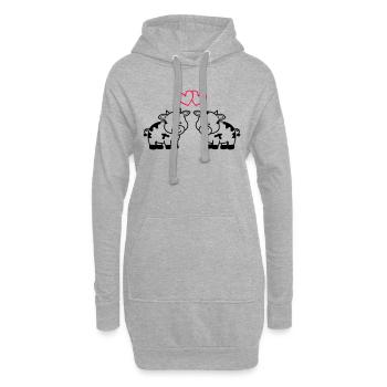 vaches amoureuses - Sweat-shirt à capuche long Femme - gris chiné - Devant