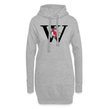 Buchstabe w floral rot - Hoodie-Kleid - Grau meliert - Vorne