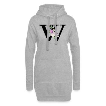 Lila floraler Buchstabe w - Hoodie-Kleid - Grau meliert - Vorne