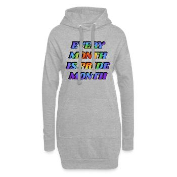 Jeder Monat ist Pride Month - Hoodie-Kleid - Grau meliert - Vorne
