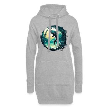 Angler Siluette / angeln / Fisch / See / Sport - Hoodie-Kleid - Grau meliert - Vorne
