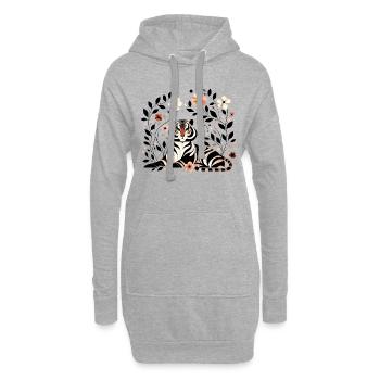 Floraler Tiger - Hoodie-Kleid - Grau meliert - Vorne