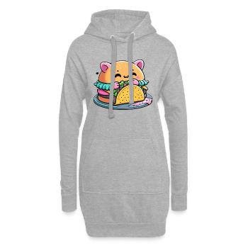 Burger Cat Taco - Mignon, Fantaisiste, Drôle, Nourriture - Sweat-shirt à capuche long Femme - gris chiné - Devant