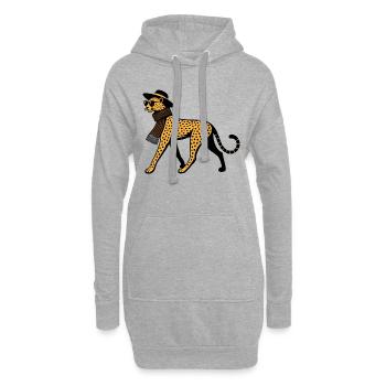 Leoparden-Chic - Hoodie-Kleid - Grau meliert - Vorne