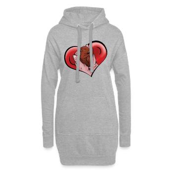 Bande dessinée bébé écureuil dans les mains dans le cœur - Sweat-shirt à capuche long Femme - gris chiné - Devant