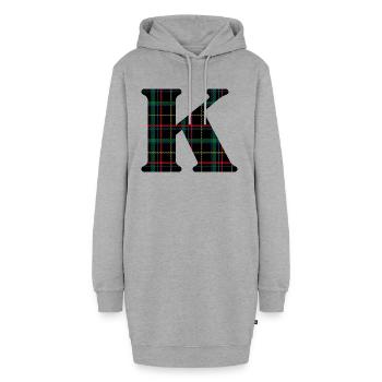 Monogramm k schottischer Tartan - Hoodie-Kleid - Grau meliert - Vorne