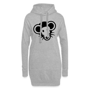 Maus Wand Loch Mauseloch Guckt Süß Lustig Comic - Hoodie-Kleid - Grau meliert - Vorne