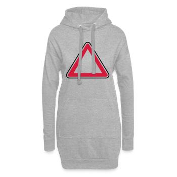 panneau attention - Sweat-shirt à capuche long Femme - gris chiné - Devant