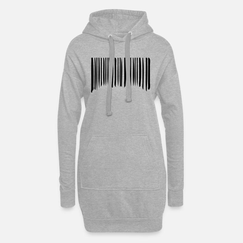 Barcode Striche Linien Gekritzelt Strichcode Scan - Hoodie-Kleid - Grau meliert