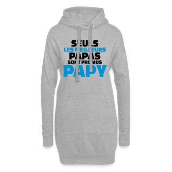 seuls les meilleurs papas sont promus papy - Sweat-shirt à capuche long Femme - gris chiné - Devant