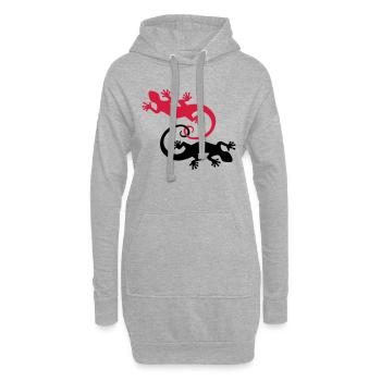 BALI - GECKO JUMEAUX - Sweat-shirt à capuche long Femme - gris chiné - Devant