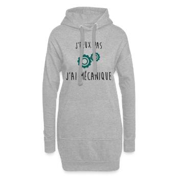 j'peux pas j'ai mecanique - Sweat-shirt à capuche long Femme - gris chiné - Devant