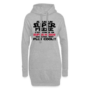 c'est comme un super-héroS(frère) - Sweat-shirt à capuche long Femme - gris chiné - Devant