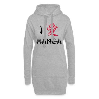 I love manga - Sweat-shirt à capuche long Femme - gris chiné - Devant