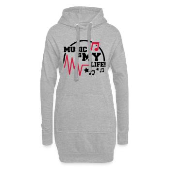 music_is_my_life_design_fa2 - Sweat-shirt à capuche long Femme - gris chiné - Devant