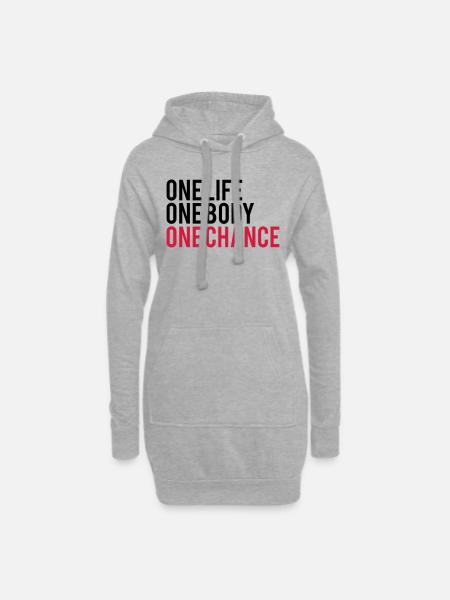 One Life One Chance One Body - Hoodie-Kleid - Grau meliert