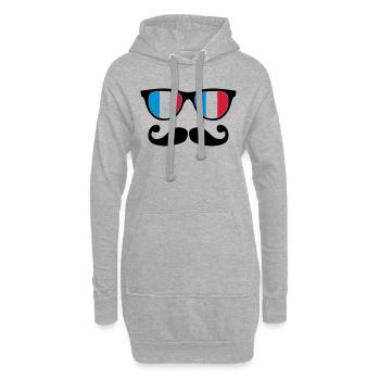 french mustache glasses nerd - like a sir - Sweat-shirt à capuche long Femme - gris chiné - Devant