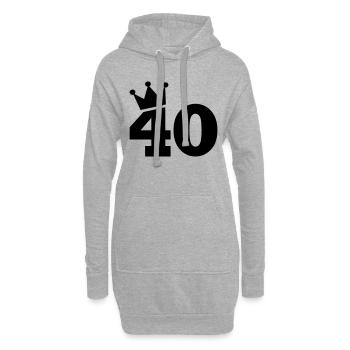 40 - Sweat-shirt à capuche long Femme - gris chiné - Devant
