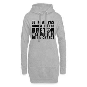 pas choisi etre breton juste chance - Sweat-shirt à capuche long Femme - gris chiné - Devant