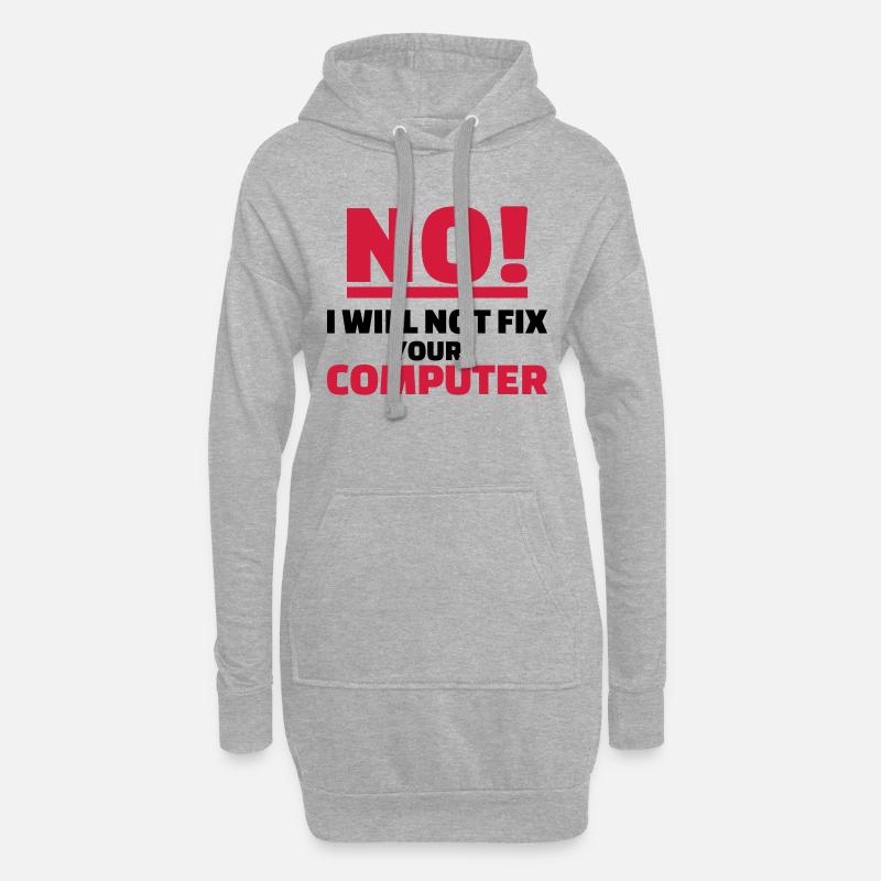 Computer - Hoodie-Kleid - Grau meliert