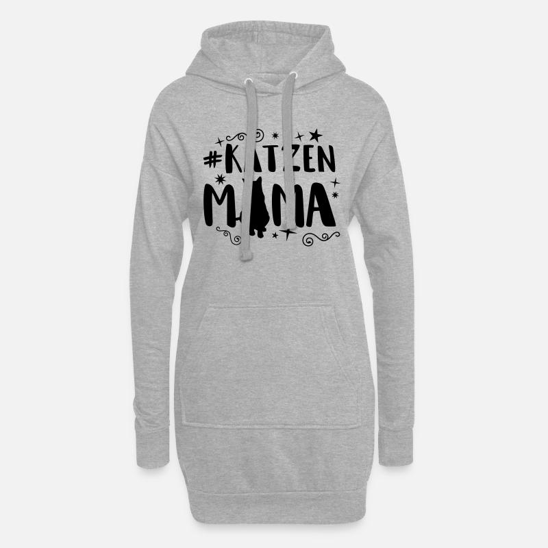 katzen mama - Hoodie-Kleid - Grau meliert