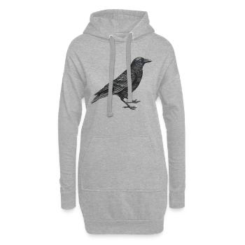 oiseau corbeau - Sweat-shirt à capuche long Femme - gris chiné - Devant