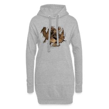 Designs de Lion, Signes du Zodiaque, Lion - Sweat-shirt à capuche long Femme - gris chiné - Devant