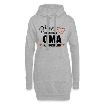 Happy Birthday Oma Hab dich lieb Baby Geschenk - Hoodie-Kleid - Grau meliert - Vorne