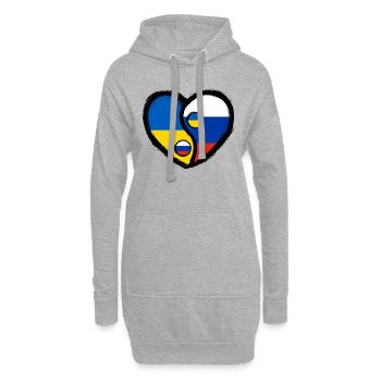Ukraine Russland Yin Yang Herz - Hoodie-Kleid - Grau meliert - Vorne