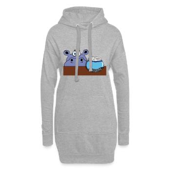 hippo nilpferd fisch aquarium glas goldfisch tier - Hoodie-Kleid - Grau meliert - Vorne