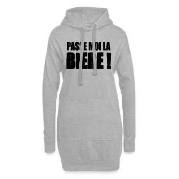 Passe moi la Bière ! - Sweat-shirt à capuche long Femme - gris chiné - Devant