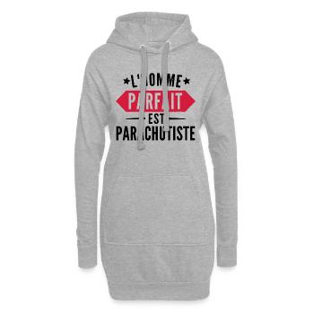 l homme parfait est parachutiste - Sweat-shirt à capuche long Femme - gris chiné - Devant